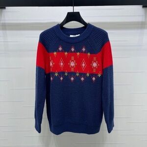 Men's Navy and Red Sweater